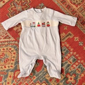 Petit BeBe smocked Christmas outfit size 6m EUC